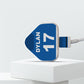 Personalised Football Charger & Cable Sticker in Blue & White