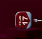 Personalised Football Charger & Cable Sticker in Burgundy & Cyan