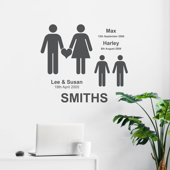 Personalised Families Heart Wall Sticker