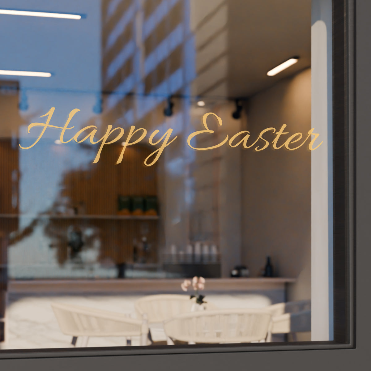 Decorative glass with script writing of &