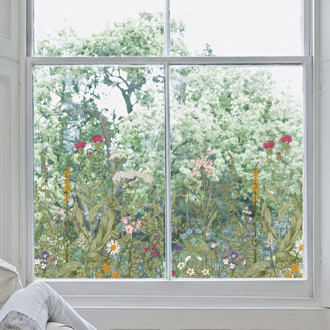 Small Wild Window Flowers Vinyl in two panes