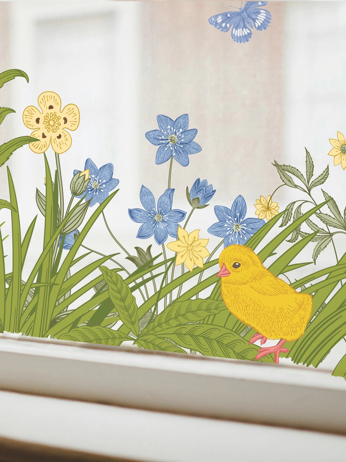 Spring Florals With Baby Chicks Window Clings