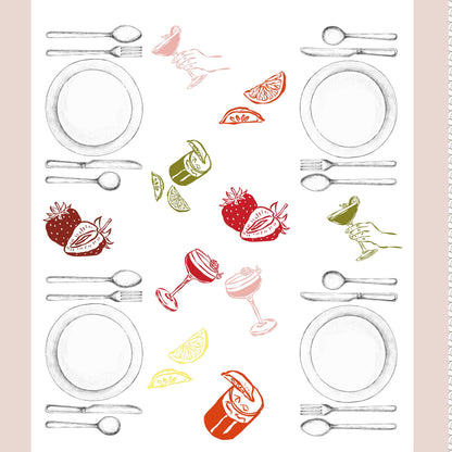 sample image of  summer drinks tablecloth stickers with illustrations on a white background.