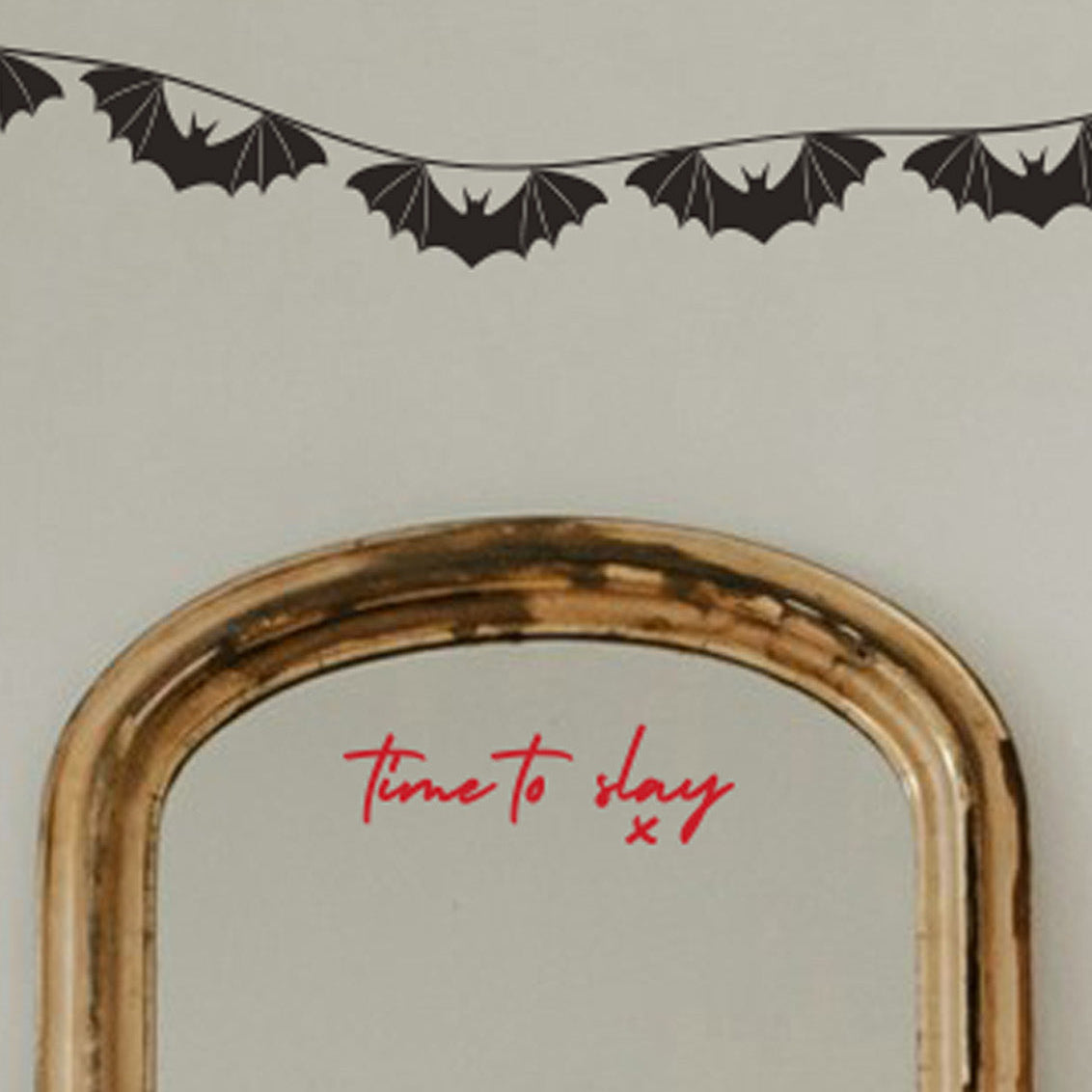 Time to Slay Mirror Sticker with Bat Bunting