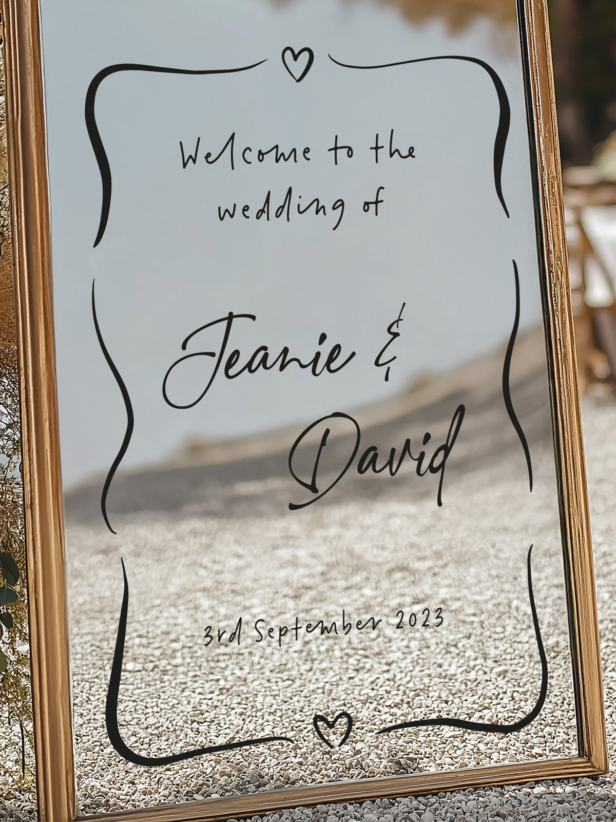 Whimsical Heart - Personalised Wedding Vinyl Lettering for Mirrors and Signage