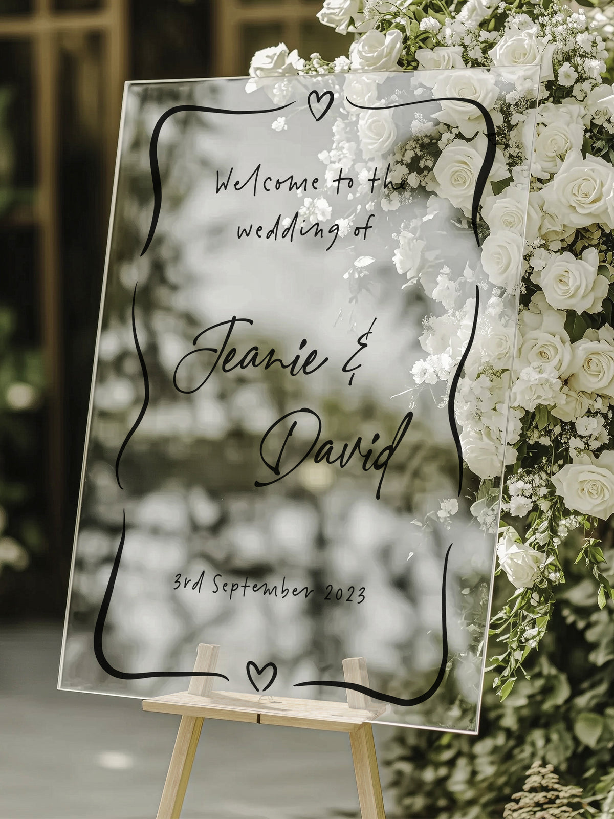 Whimsical Heart - Personalised Wedding Vinyl Lettering for Mirrors and Signage