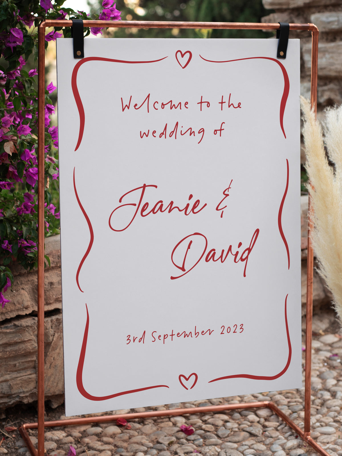 Whimsical Heart - Personalised Wedding Vinyl Lettering for Mirrors and Signage