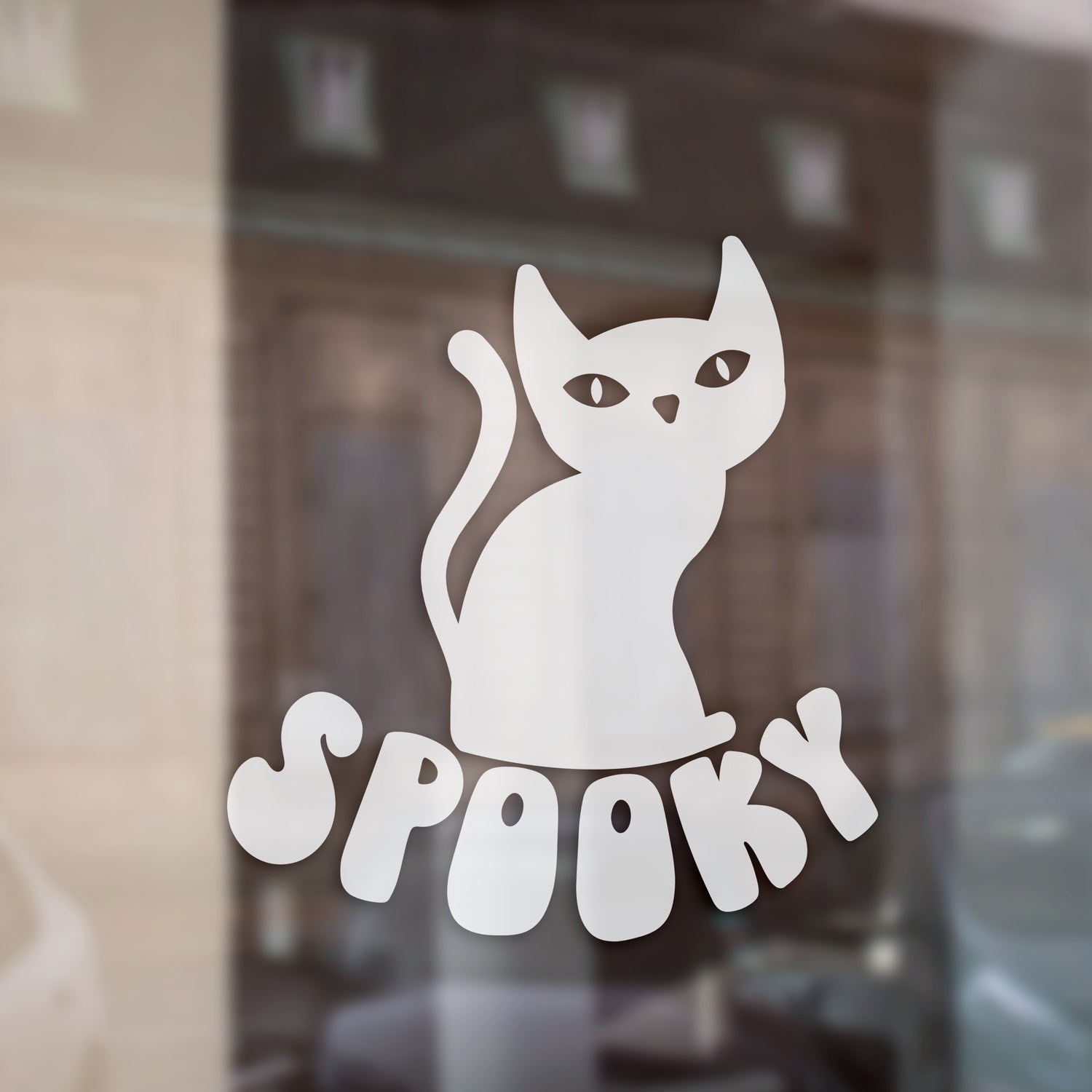 White-spooky-cat-retail-window-sticker