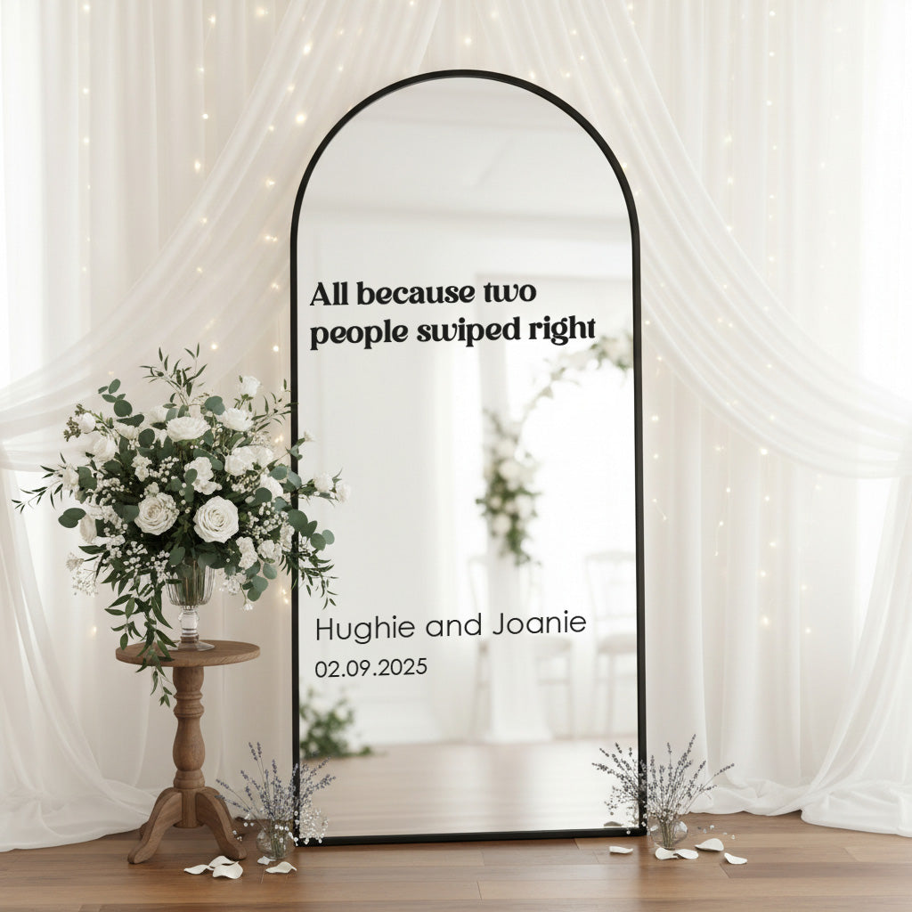 All Because Two People Swiped Right Wedding Vinyl Lettering for Mirrors and Signs