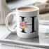 White mug with floral letter &