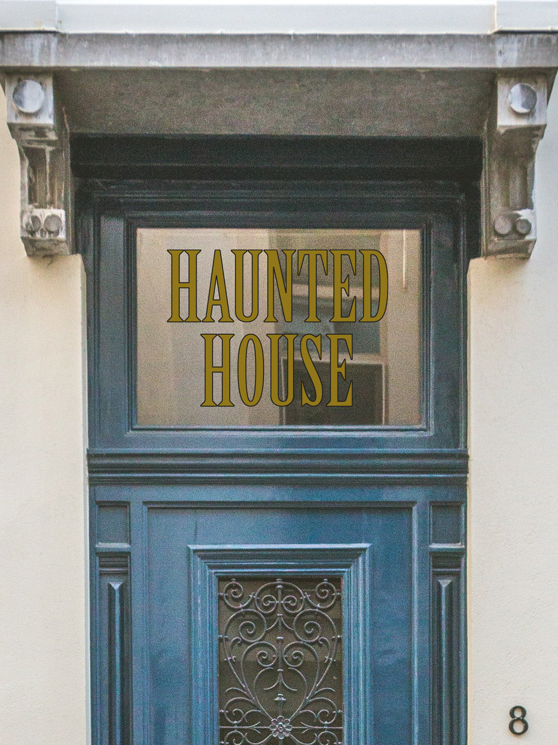 Blue door with &