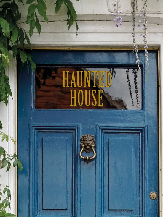 Blue door with &
