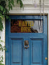 Blue door with &
