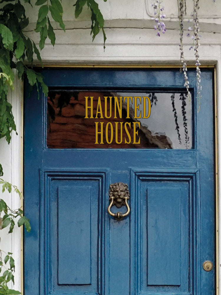 Blue door with &
