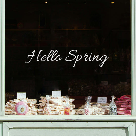 Script Hello Spring Retail Shop Window Sticker Vinyl