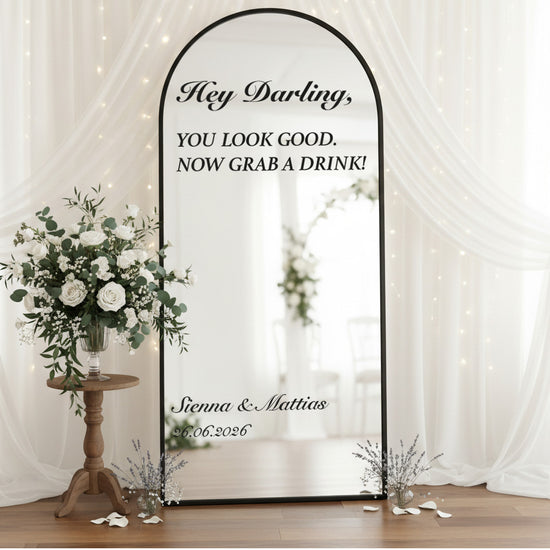 Hey Darling - Personalised Wedding Vinyl Lettering for Mirrors & Signage