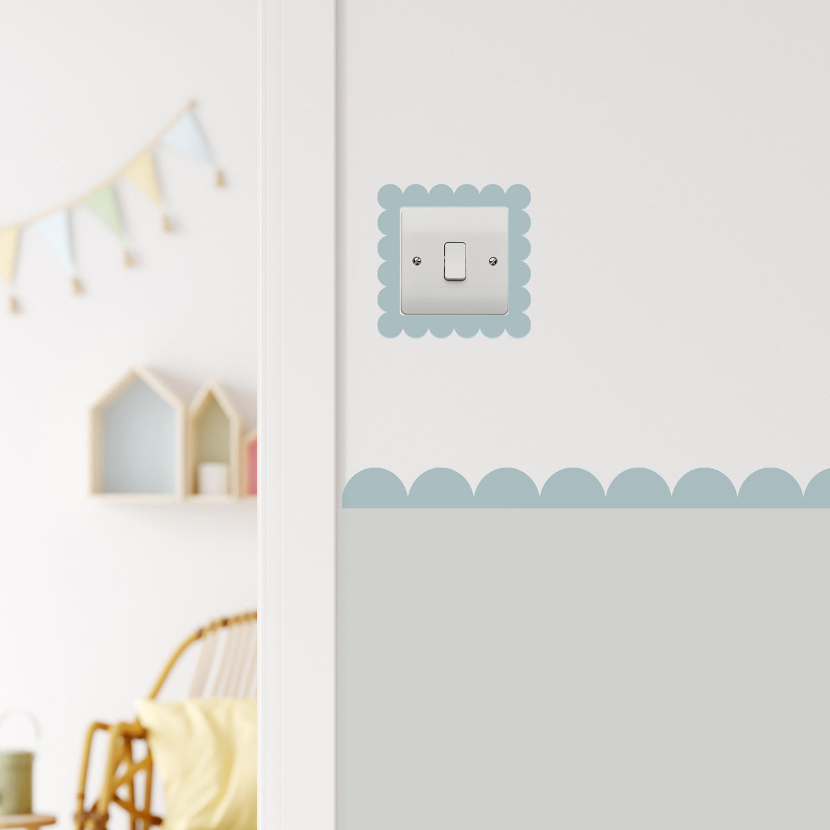 Nutmeg Scallop Border Light Switch &amp; Plug Socket Vinyl Wall Stickers