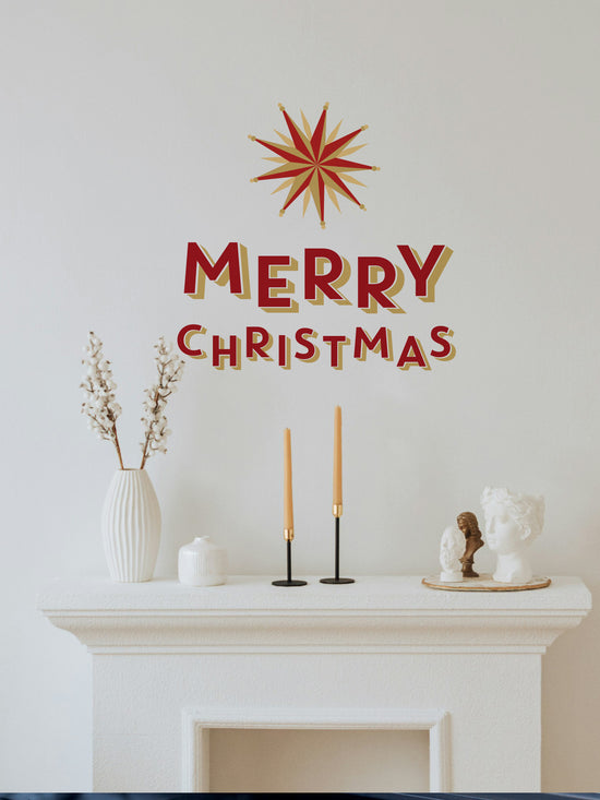 Merry Christmas and Star Wall Sticker