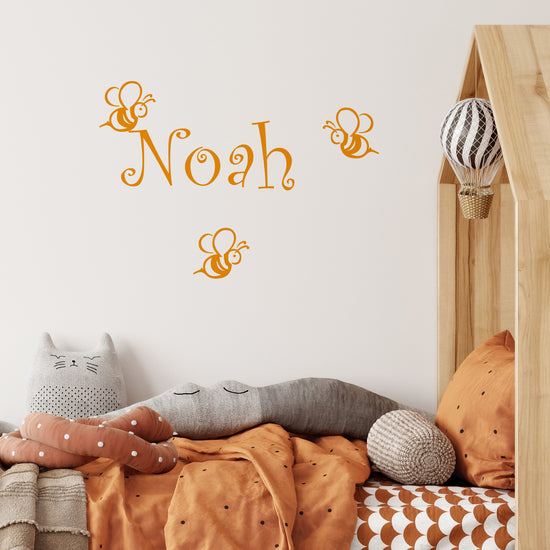 Personalised name and bees wall sticker for nursery