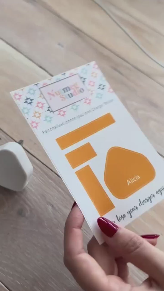 Personalised Initial Set Of Two Love Heart  Charger & Cable Stickers