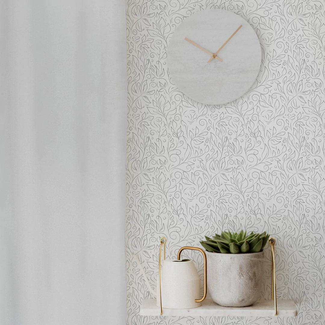 rose and leaf self adhesive wallpaper in a bathroom setting