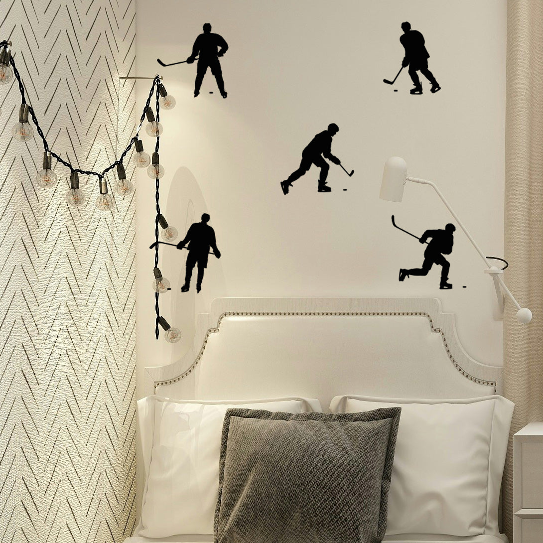 Set of 6 Hockey Player Wall Stickers