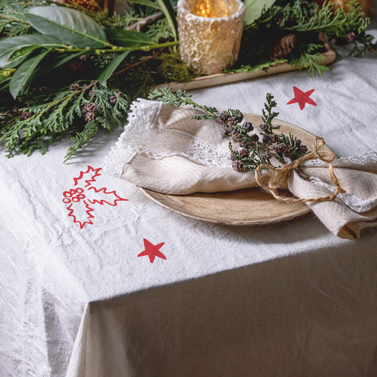 Stars and Holly Tablecloth Stickers