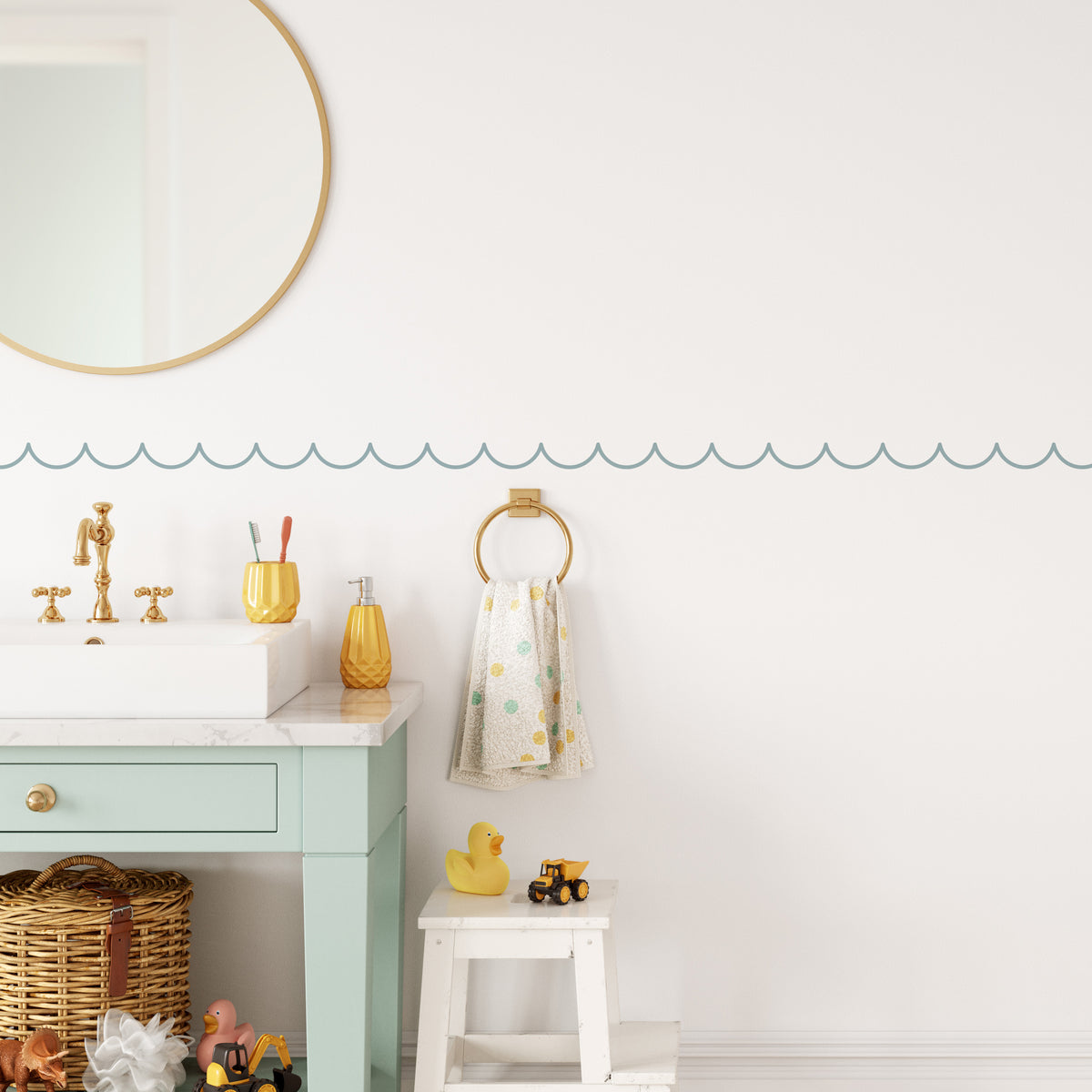 Wavy Line Border Wall Sticker