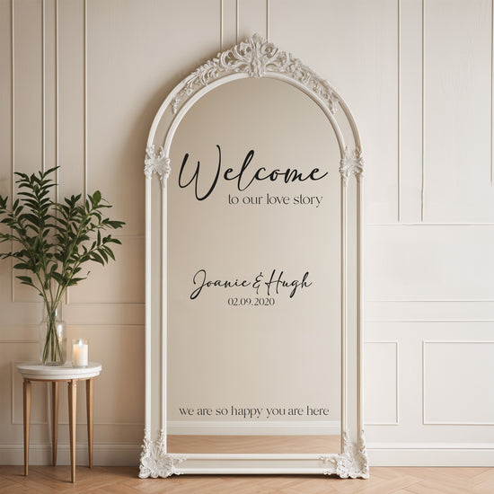 Welcome to Our Love Story Wedding Vinyl Lettering for Mirrors and Signs