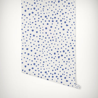 Shibori Blue Dalmatian Dots Self-Adhesive Wallpaper