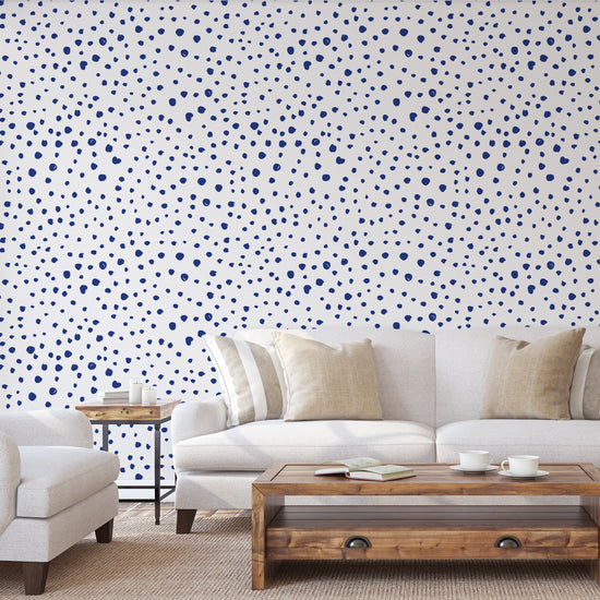 Shibori Blue Dalmatian Dots Self-Adhesive Wallpaper