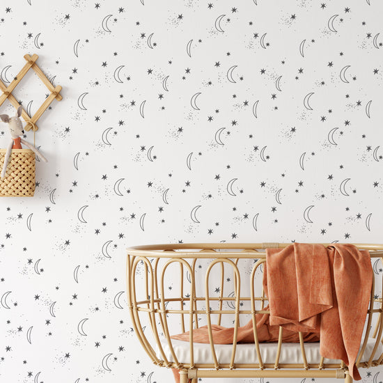 Boho Moons and Stars Nursery Self-Adhesive Wallpaper