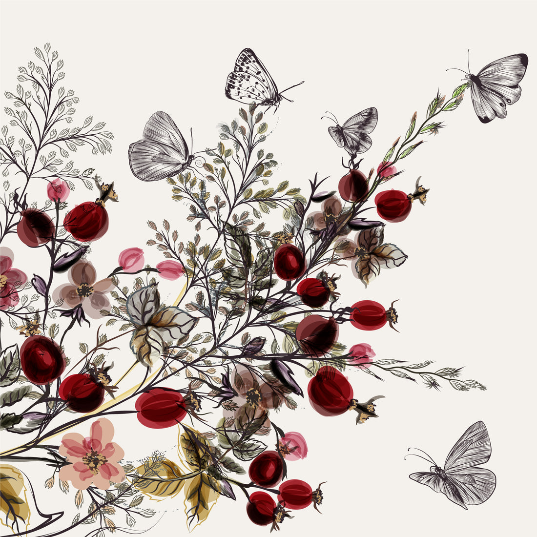 Butterfly Floral Furniture Stickers close up