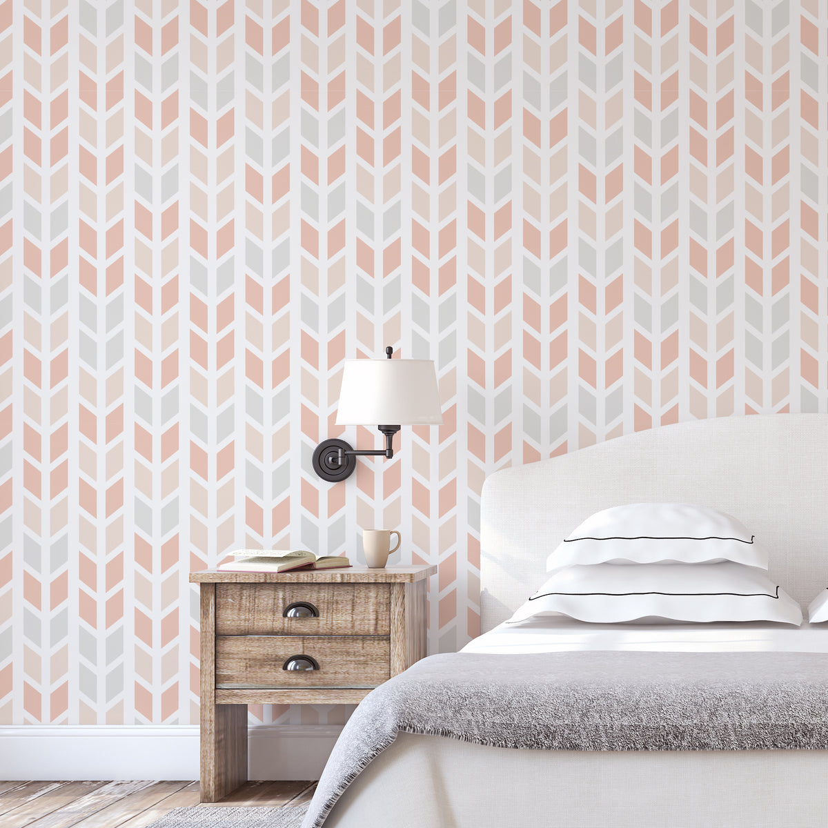 Coral Chevrons Self Adhesive Wallpaper