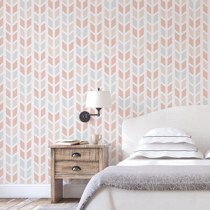 Coral Chevrons Self Adhesive Wallpaper