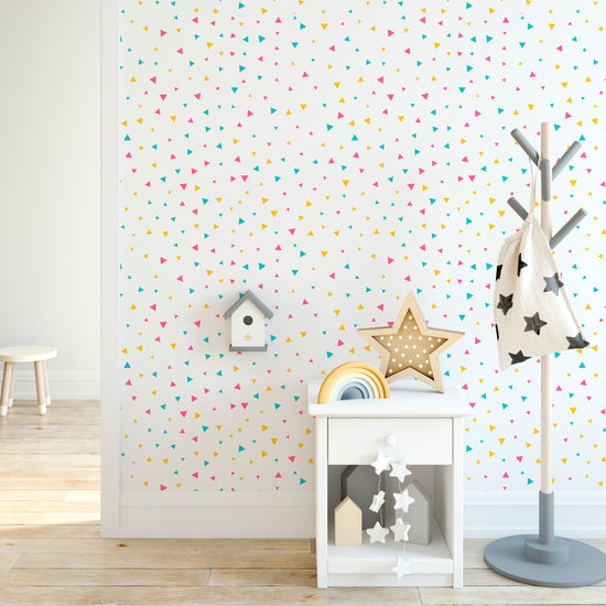 Multi Coloured Triangles Self-Adhesive Wallpaper
