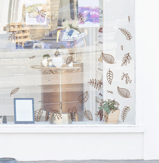 Hand Drawn Autumn Leaves Window Stickers