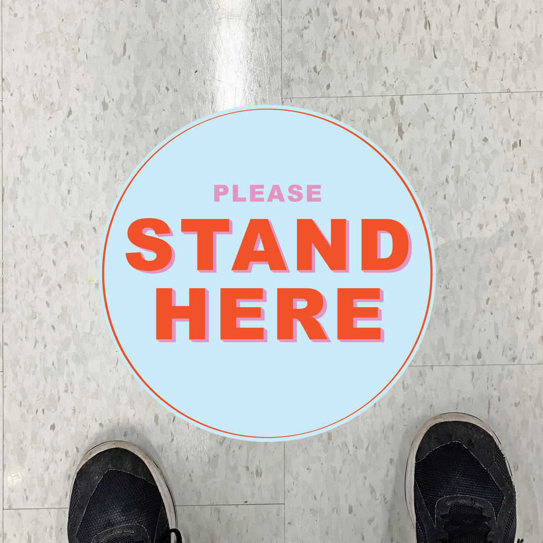 Hello Again Stand Here Floor Graphics