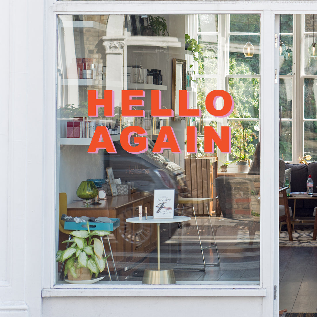 Hello Again Retail Graphic Shop Window Vinyl