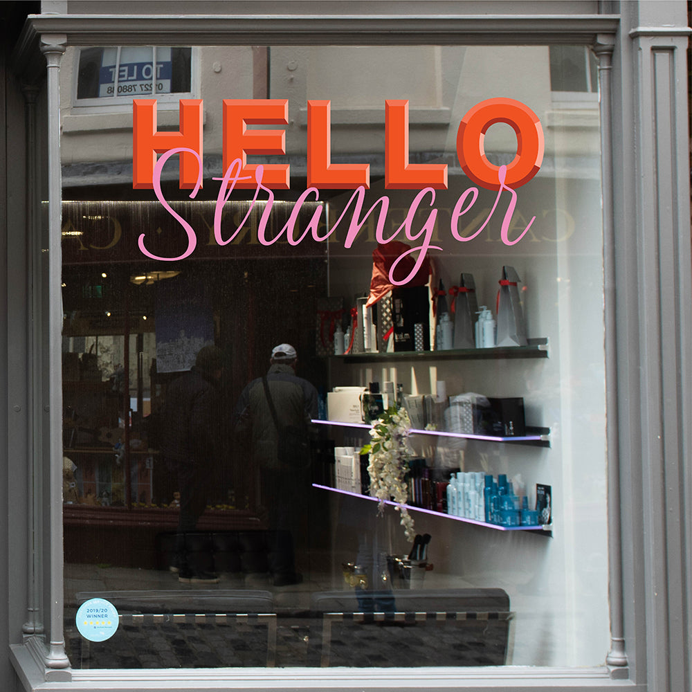 Hello Stranger Coronavirus Retail Graphic Shop Window Vinyl Sticker ...