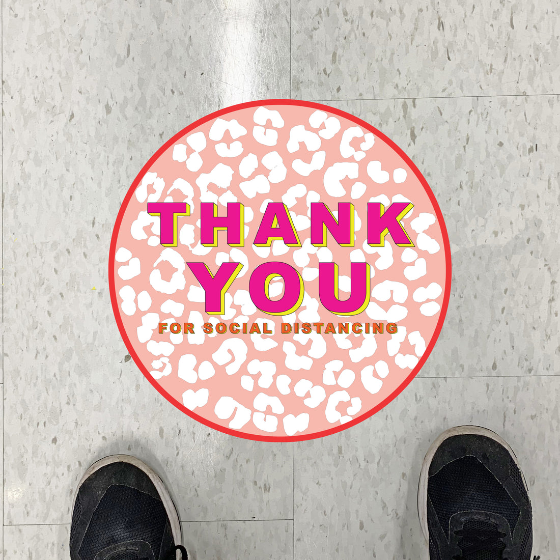 Leopard Pattern Thank You Social Distancing Floor Graphics