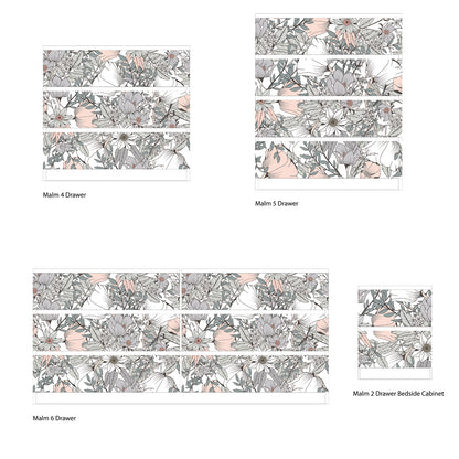 Pink And Grey Floral Furniture Stickers Ikea Hack For Ikea Malm Drawers