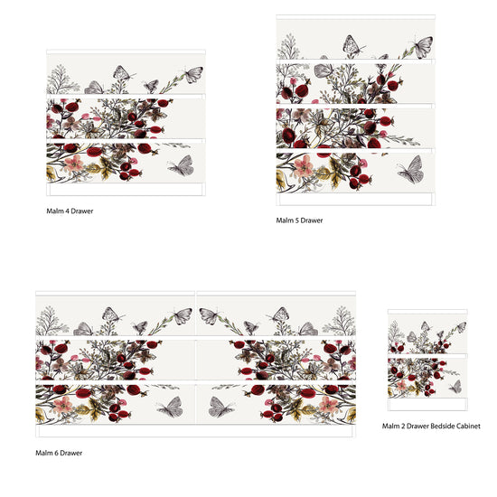 Butterfly Floral Furniture Stickers Ikea Hack For Ikea Malm Drawers