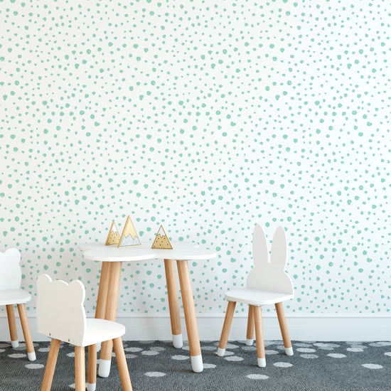 Mint Dalmatian Dots Self-Adhesive Wallpaper