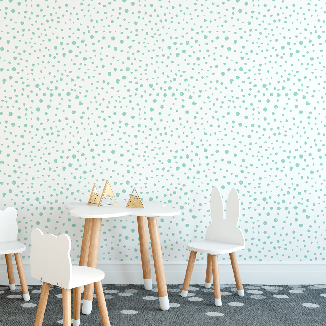 Mint Dalmatian Dots Self-Adhesive Wallpaper