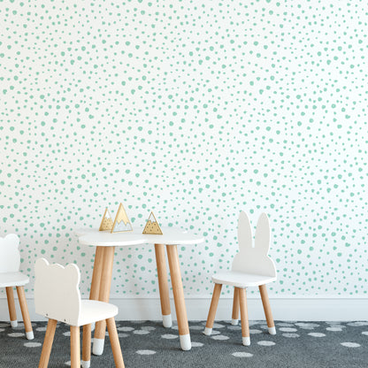 Mint Dalmatian Dots Self-Adhesive Wallpaper