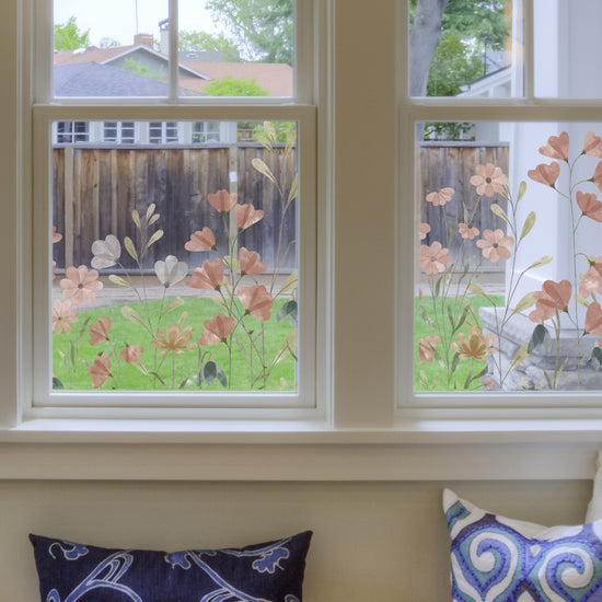 Pink Window Flowers Vinyl