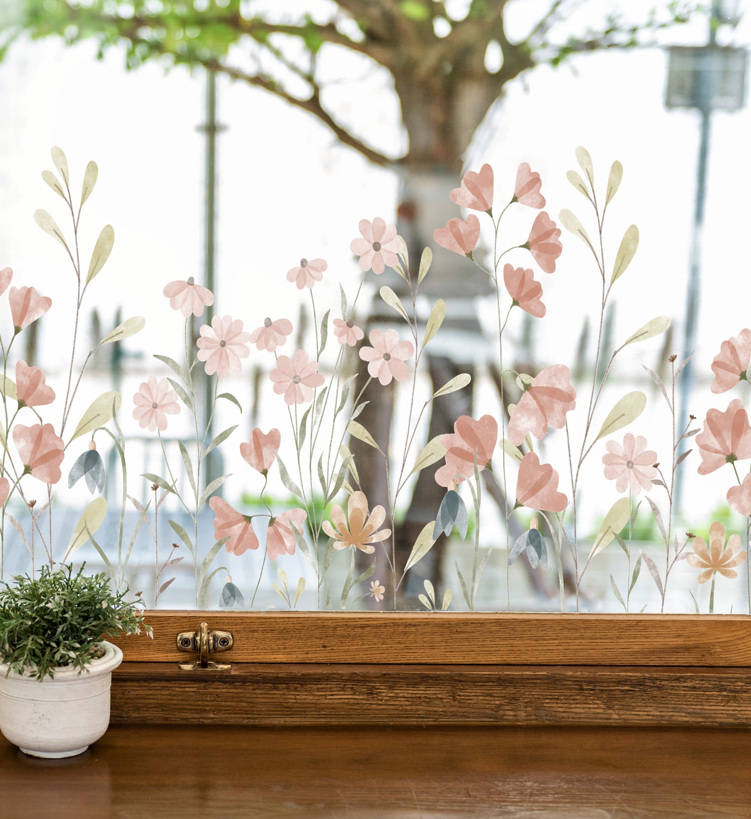 Pink Window Flowers Vinyls