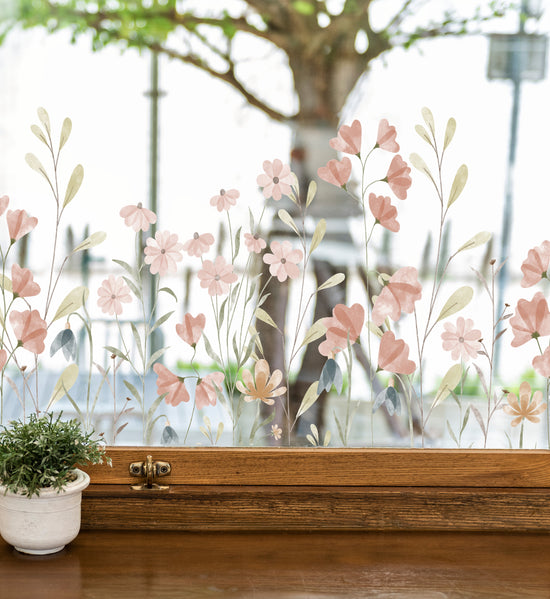 Pink Window Flowers Vinyls