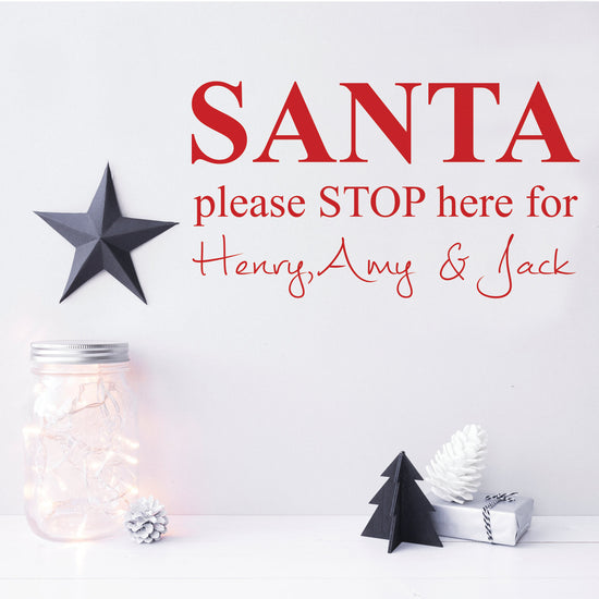 red-personalised-Santa-stop-here-window-sticker